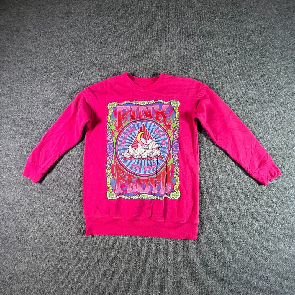 Pink Floyd Sweatshirt Womens XL Pink Cotton Fleece Lined Crew Neck Graphic Print